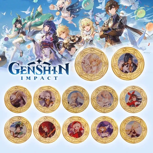 China Anime Game Genshin Impact Characters Gold Plated Collect Coin With Custom Design