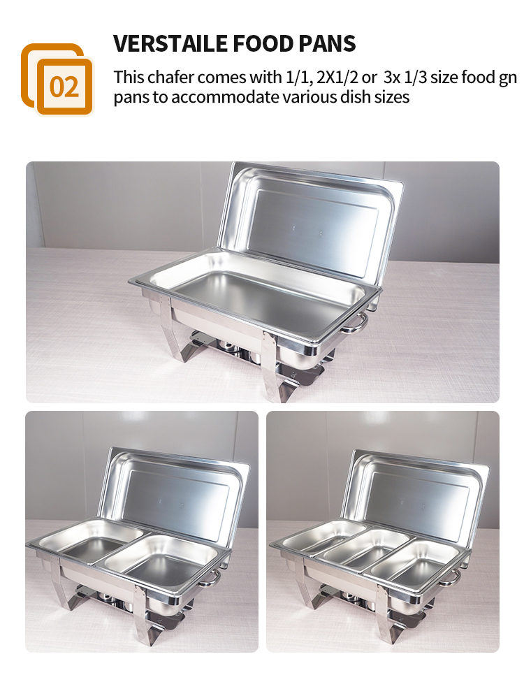 9L 3.5kg  Buffet rectangle  stainless steel chafing dish with stand cheap economy chafing dish