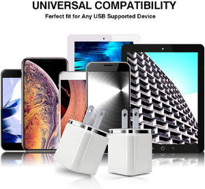 双USB端口欧盟/美国壁式充电器2.1A电源适配器插头，适用于iPhone 7 8X11 10w输出电源OTP保护5V/2A输入 - Product Image 2