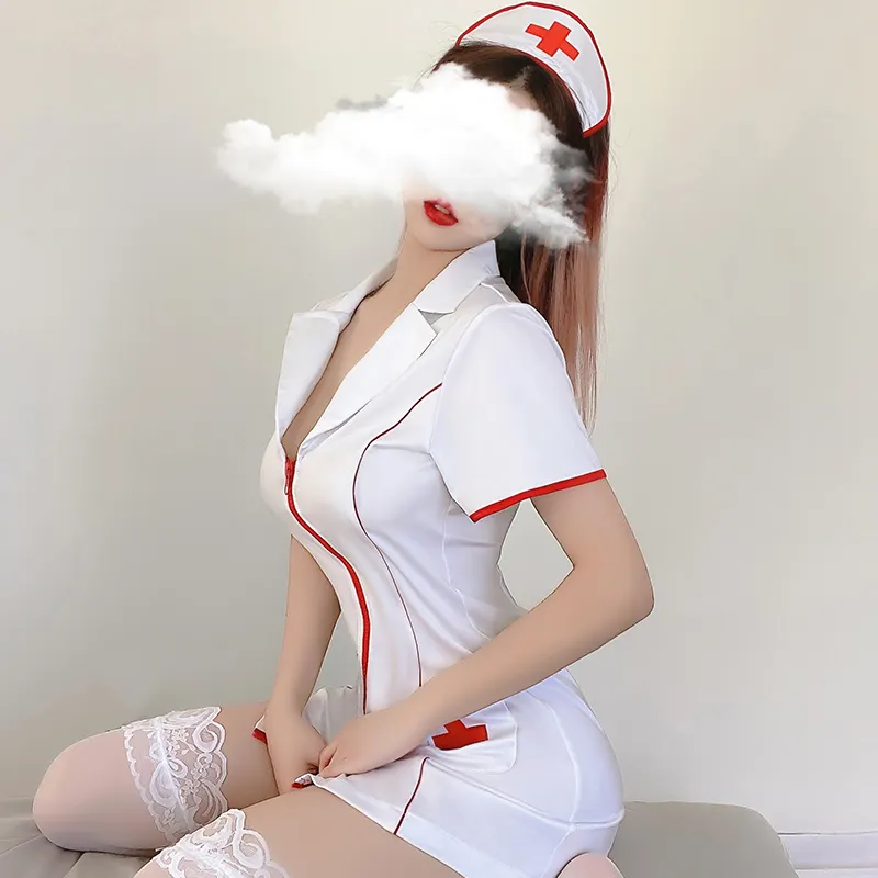 Sexy nurse cosplay costume cute tight lingerie sets erotic lingerie women and girl uniform white bodysuit