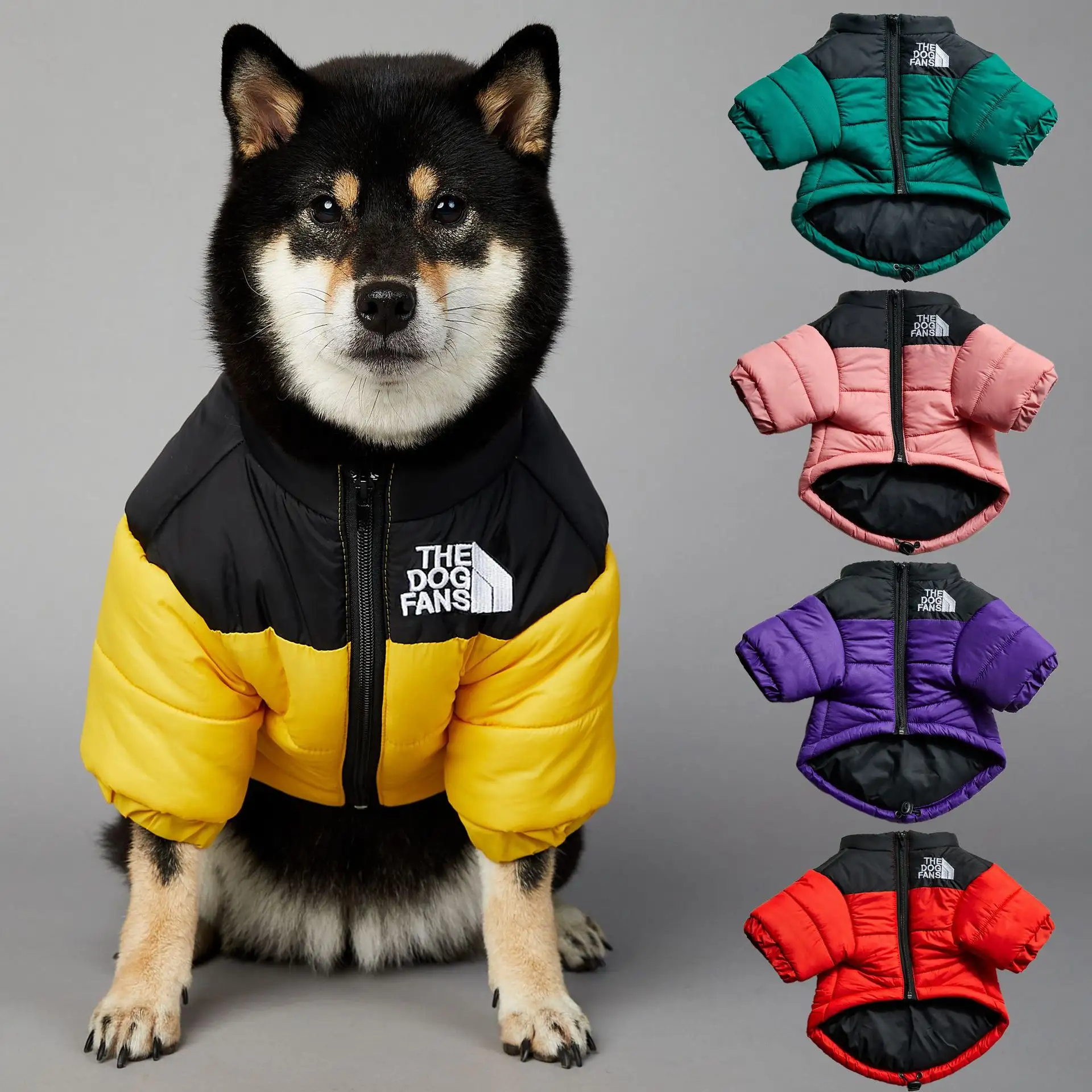 ฤดูหนาวWindproofสุนัขแฟนS-5Xl Designerผ้าฝ้ายเบาะเสื้อผ้าสัตว์เลี้ยงลูกสุนัขCoat Bulldogฝรั่งเศสปักเป้าแจ็คเก็ต