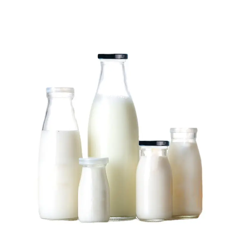 Buona qualità 200ml 250ml 500ml 1 litro bottiglie di vetro per bevande all'ingrosso bottiglie vuote di succo di latte