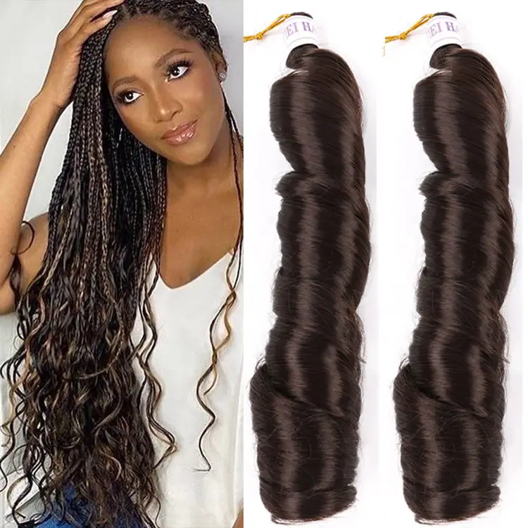 Cabello trenzado de onda sintética Jumbo Expresiones preestiradas Cabello entero a granel Crochet Ultra espiral Extensión fácil Trenzas torcidas