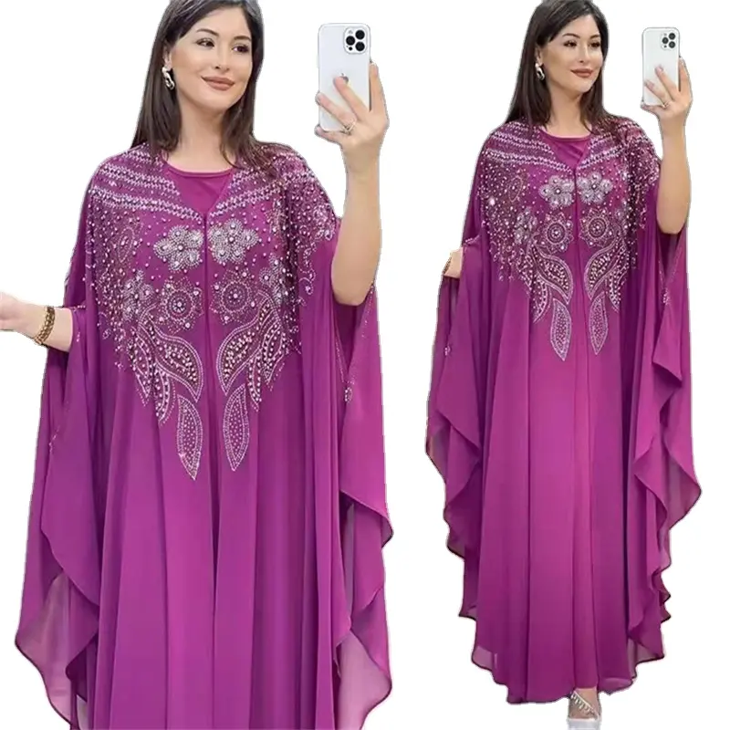 Ready For Stock Of New European And American Cross-border Muslim Large Women's Butterfly Sleeve Gown Dress Manufacturers