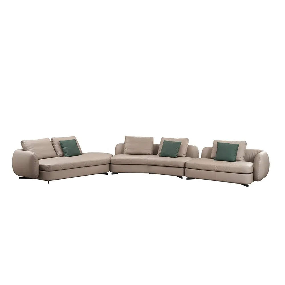 VV CASA divano curvo componibile modulare moderno e bello In pelle a grana italiana per soggiorno