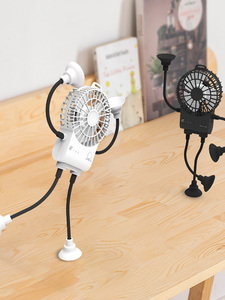 Small Robot Fan, Fun Desk Fan with Suckers Rechargeable Portable Fan and Phone Stand 2 in 1 for Office Travel and Cars - Product Image 6