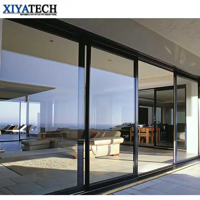 Grande ufficio esterno grande alta qualità XIYATECH porta scorrevole in alluminio vetro temperato con doppi vetri