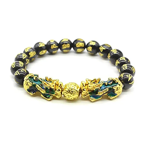 Feng Shui Prosperity 10mm Mantra intagliato a mano doppio colore cambiato Pi Xiu Pi Yao attira il braccialetto di perline di ricchezza