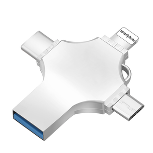 Grande capacità 64GB USB 3.0 Memory Stick 4-in-1 Mini metallo Flash Drive per Smartphone Computer Android PC - Product Image 4