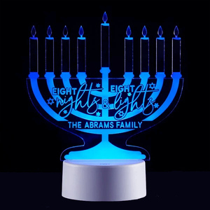 Hanukkah โคมไฟอะคริลิค menorah LED โคมไฟกลางคืน3D judaism chanukah candelabra ป้ายไฟ LED สำหรับตกแต่งโต๊ะป้ายไฟกลางคืน - Product Image 2