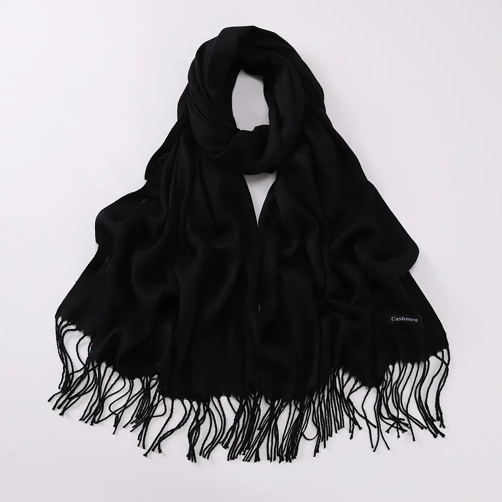 Manufacturer Pure Cashmere Scarf Shawls Designer Luxury Long Tassel Pashmin Scarves For Women