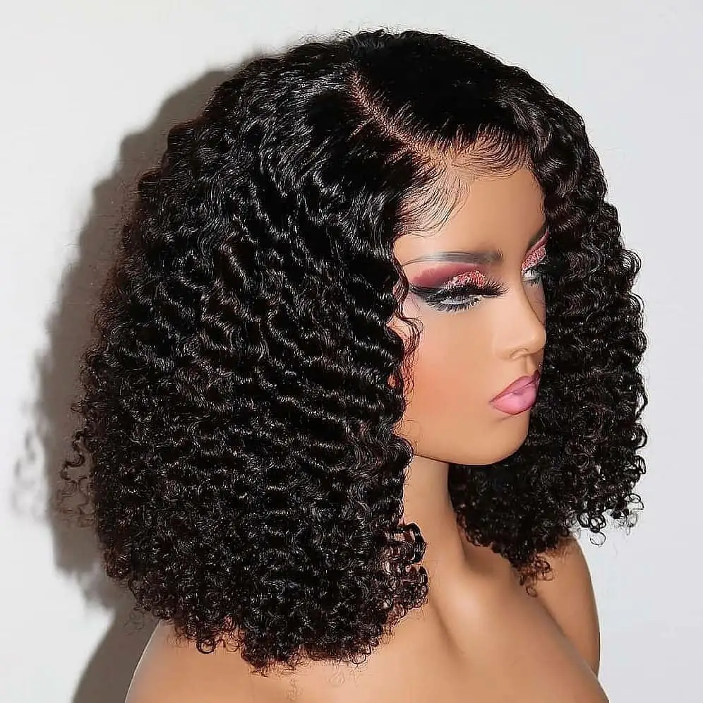 Lace front perucas brasileiras HD perucas de cabelo humano laço frontal encaracolado curto bob peruca 100% remy do cabelo humano para as mulheres negras