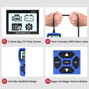 V750 Blue OBD2 Scanner Multilingual Car Diagnostic <strong>Code</strong> <strong>Reader</strong> for Vehicle Information and System Check - Product Image 6