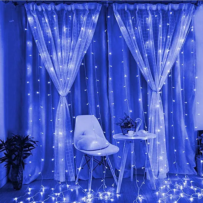 سلسلة مصابيح LED رومانسية, سلسلة مصابيح LED رومانسية باللون الأزرق لتزيين مركز التسوق في الهواء الطلق