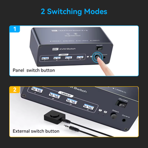 HDMI KVM开关DP HDMI 2监视器2台计算机8K 60Hz KVM切换器双监视器，用于2 pc支持扩展复制模式