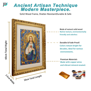 Sang Trọng Tùy Chỉnh Đóng Khung Cloisonne Chúa Giêsu Biểu Tượng Thủ Công Men Chân Dung Tôn Giáo Nhà Thờ Nguồn Cung Cấp Bán Buôn - Product Image 3