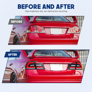 Cụm đèn hậu LED Honda Civic FD2 2005-2012, tích hợp xi nhan động, vỏ gương trong suốt + đèn dẫn hướng đỏ - Product Image 2