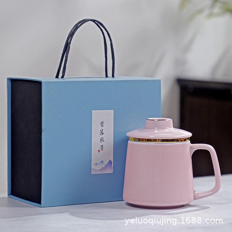 Caja de regalo de taza de té rosa