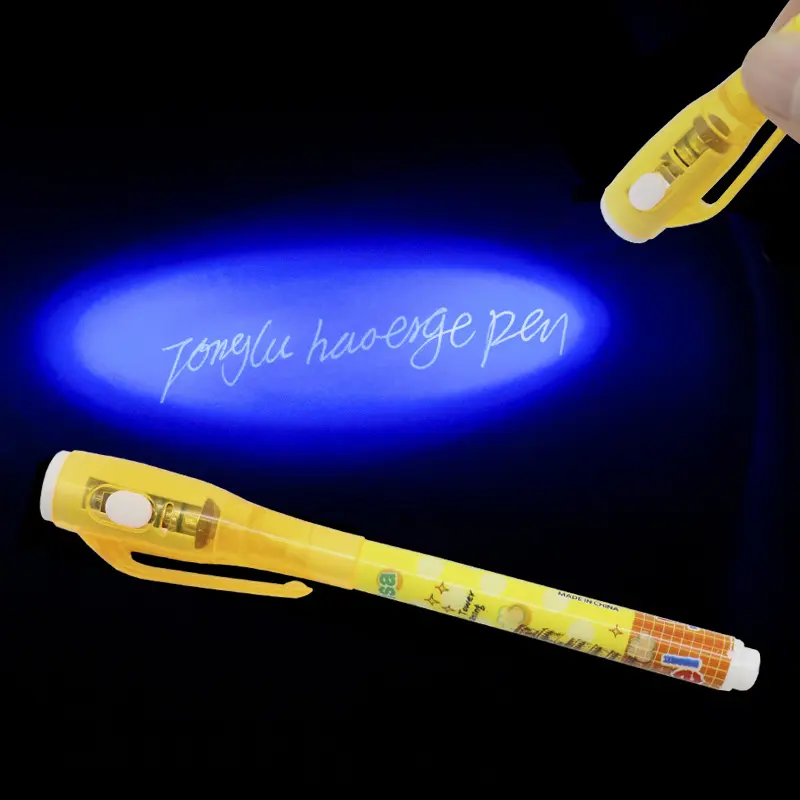 Sihirli işareti casus kalem dahili UV LED görünmez gizli kamera kalem