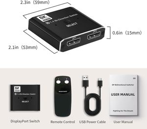 Interruptor DisplayPort bidireccional 2 en 1 salida/1 en 2 salida 8K30Hz 4K120Hz Displayport Switcher DP Switch para PC Monitor Laptop
