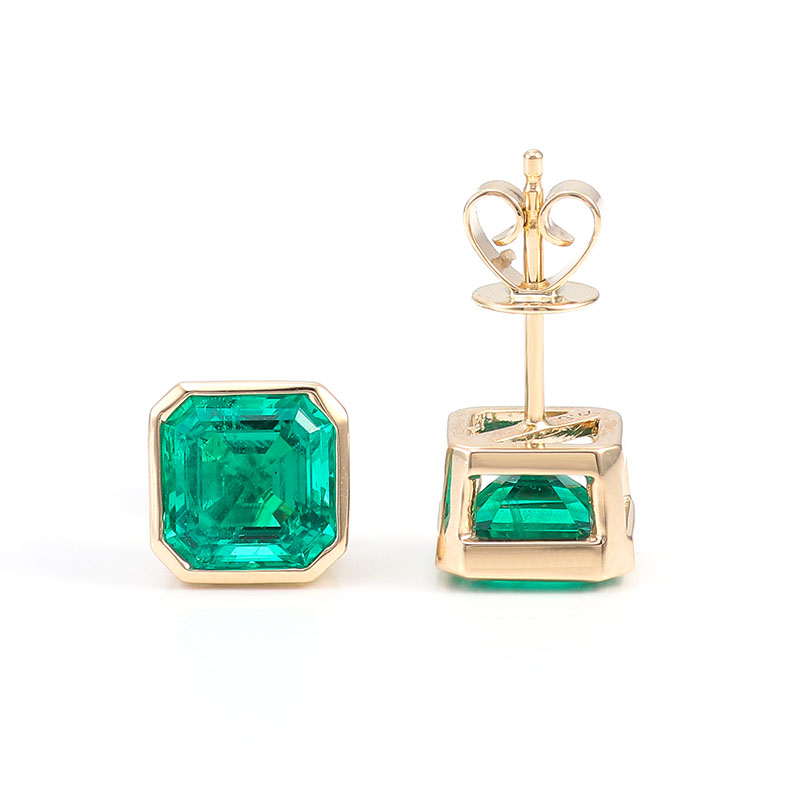 Boucles d'oreilles en or jaune 10 carats avec pierres précieuses de laboratoire