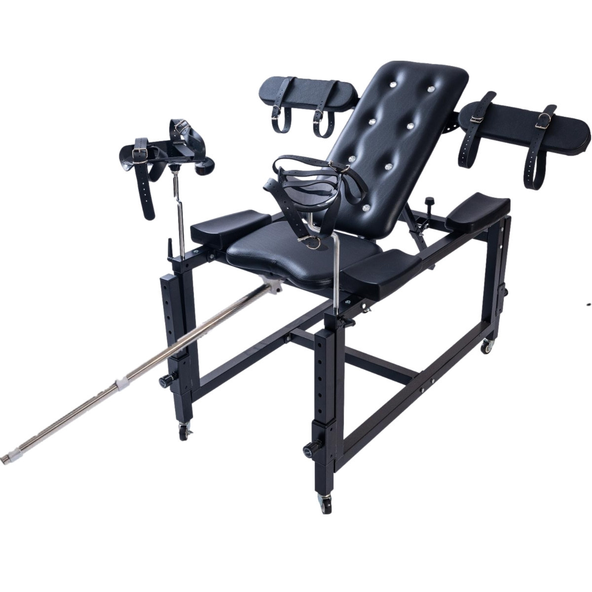 Chaise noire avec support pour machine sexuelle