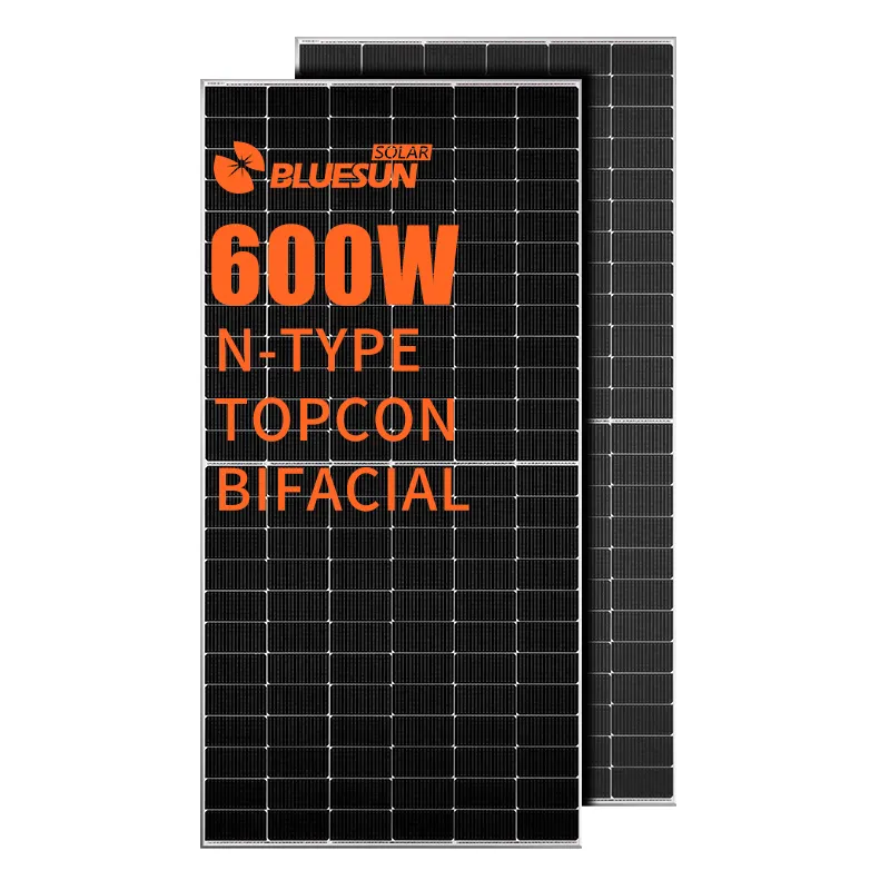 Bluesun güneş panelleri 550 watt 590 watt 600w Topcon Bifacial çift cam Panel güneş PV modülü fiyat