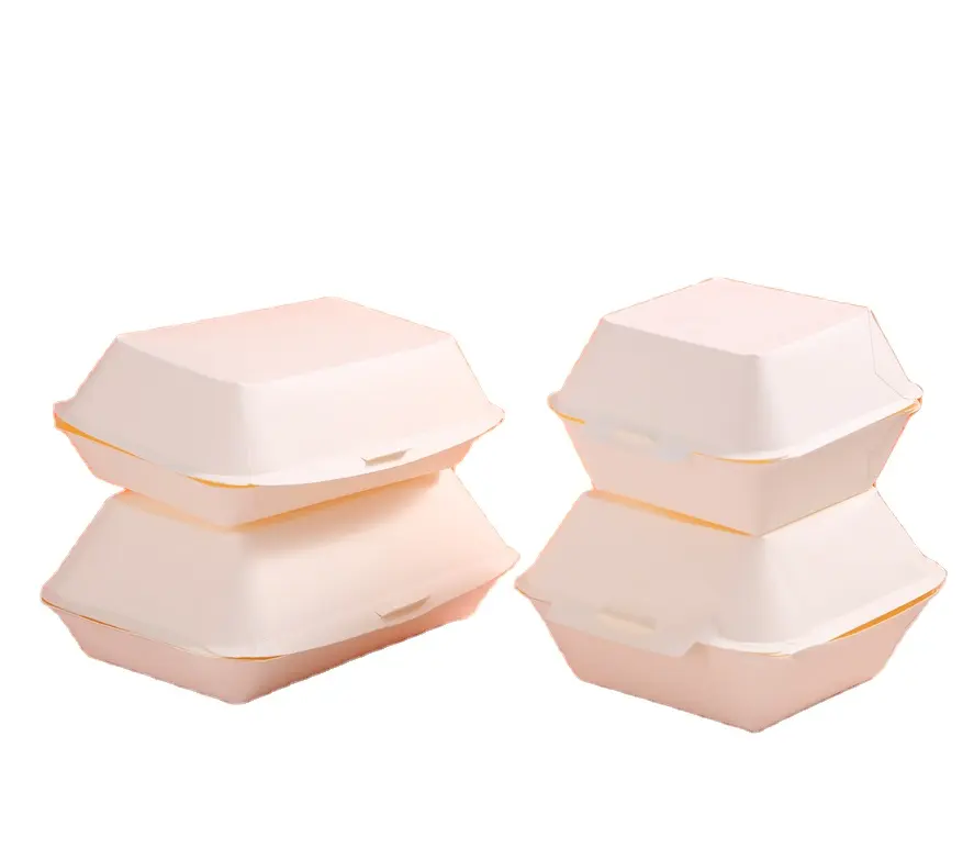 Baki makanan kertas sekali pakai kotak makan siang bubur kertas putih kotak burger kertas kelas makanan