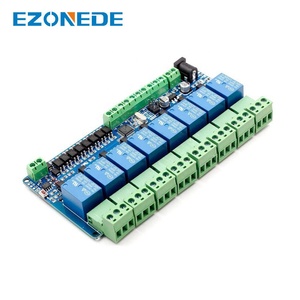 Módulo de relé Rtu, 8 canales, 12V, entrada/salida, interfaz de comunicación RS485/TTL, relé, 8 Indicadores de relé