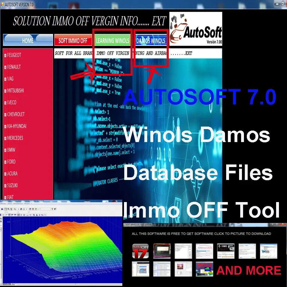 AUTO SOFT 7,0 VS V1.90 Software en línea Base de datos de licencia de por vida Archivos modificados originales Immo OFF Tool Learning Damos Winols