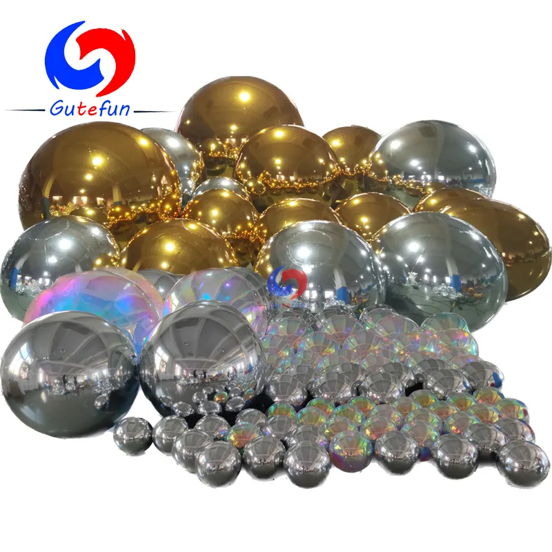 Balões Reutilizáveis Custom Silver Spheres Big Shiny Bubbles para Holiday Wedding Party Christmas Tree Decoration