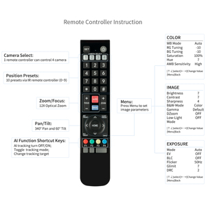 Cámara avanzada AI PTZ FEELWORLD 4K12X Zoom óptico Seguimiento HDMI USB Control IP 4K Cámara PTZ - Product Image 5