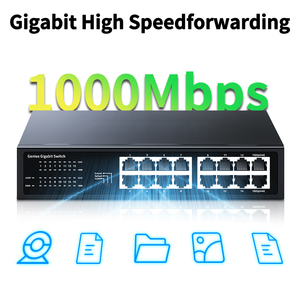 16端口千兆以太网交换机1000Mbps网络快速智能切换器集线器互联网分离器，带VLAN、QOS、环路报警 - Product Image 2