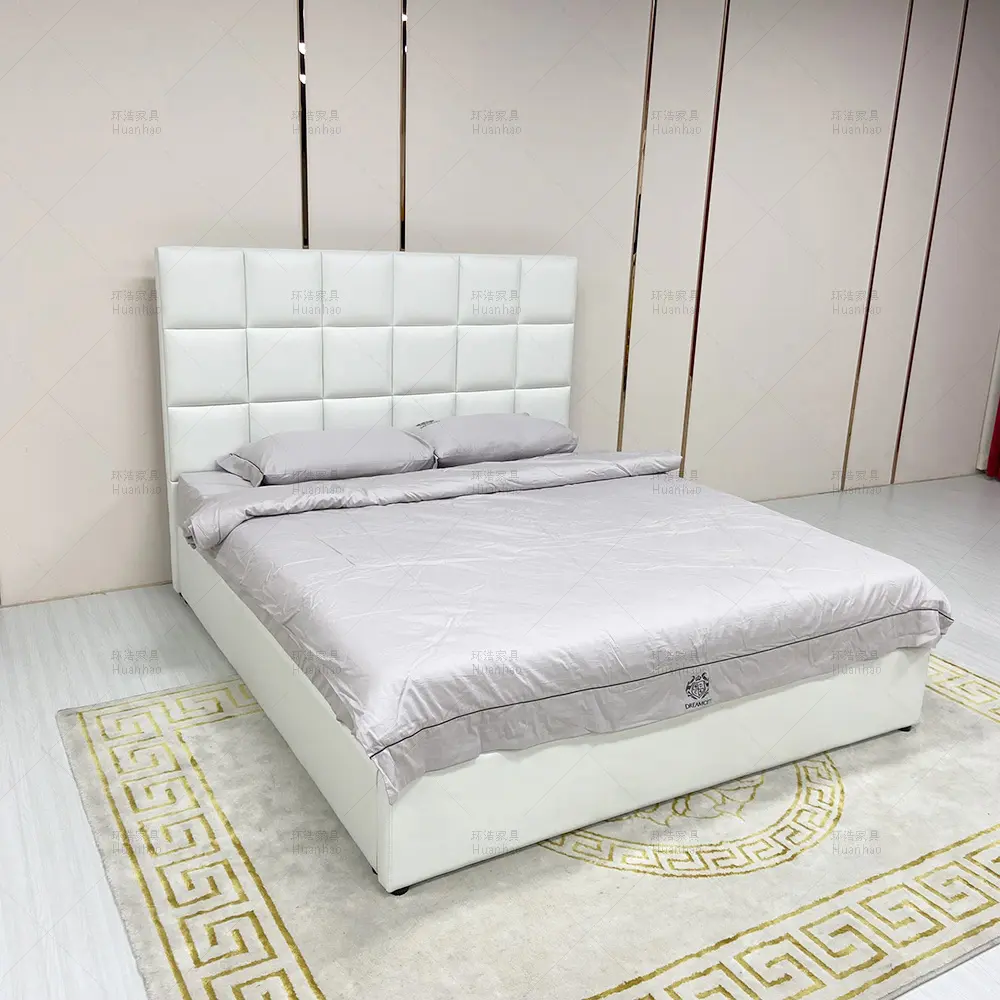 Set di mobili per camera da letto di lusso king size di design moderno bianco doppio 2022