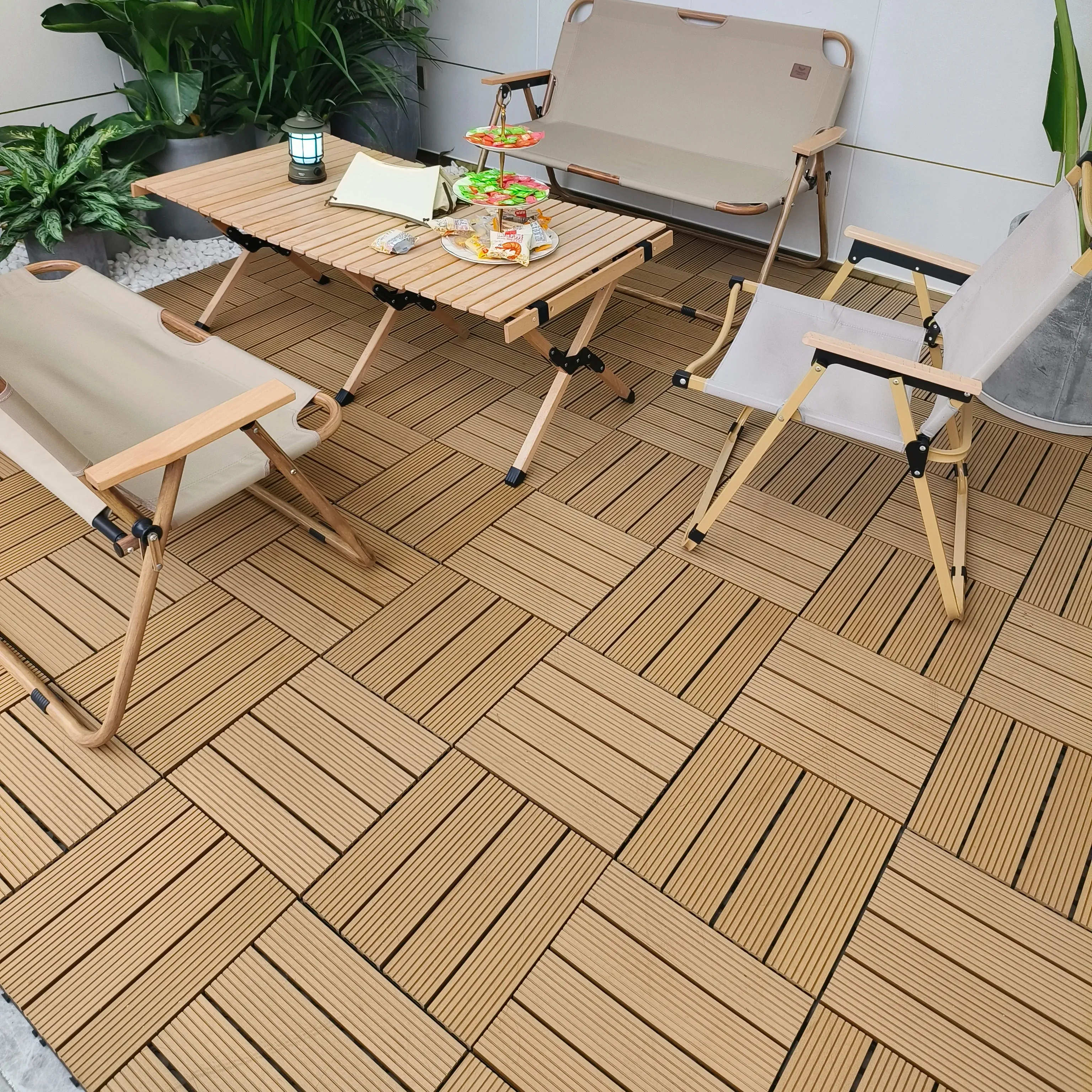 High quality 30*30 interlooking wpc outdoor deck tiles WPC decking