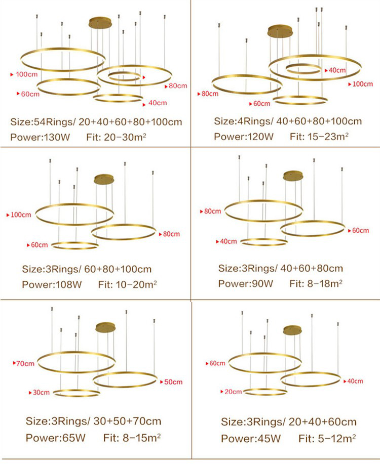 BLUEKING custom Luxury royal modern decorative villa stainless steel round led ring chandelier gold staircase hanging light