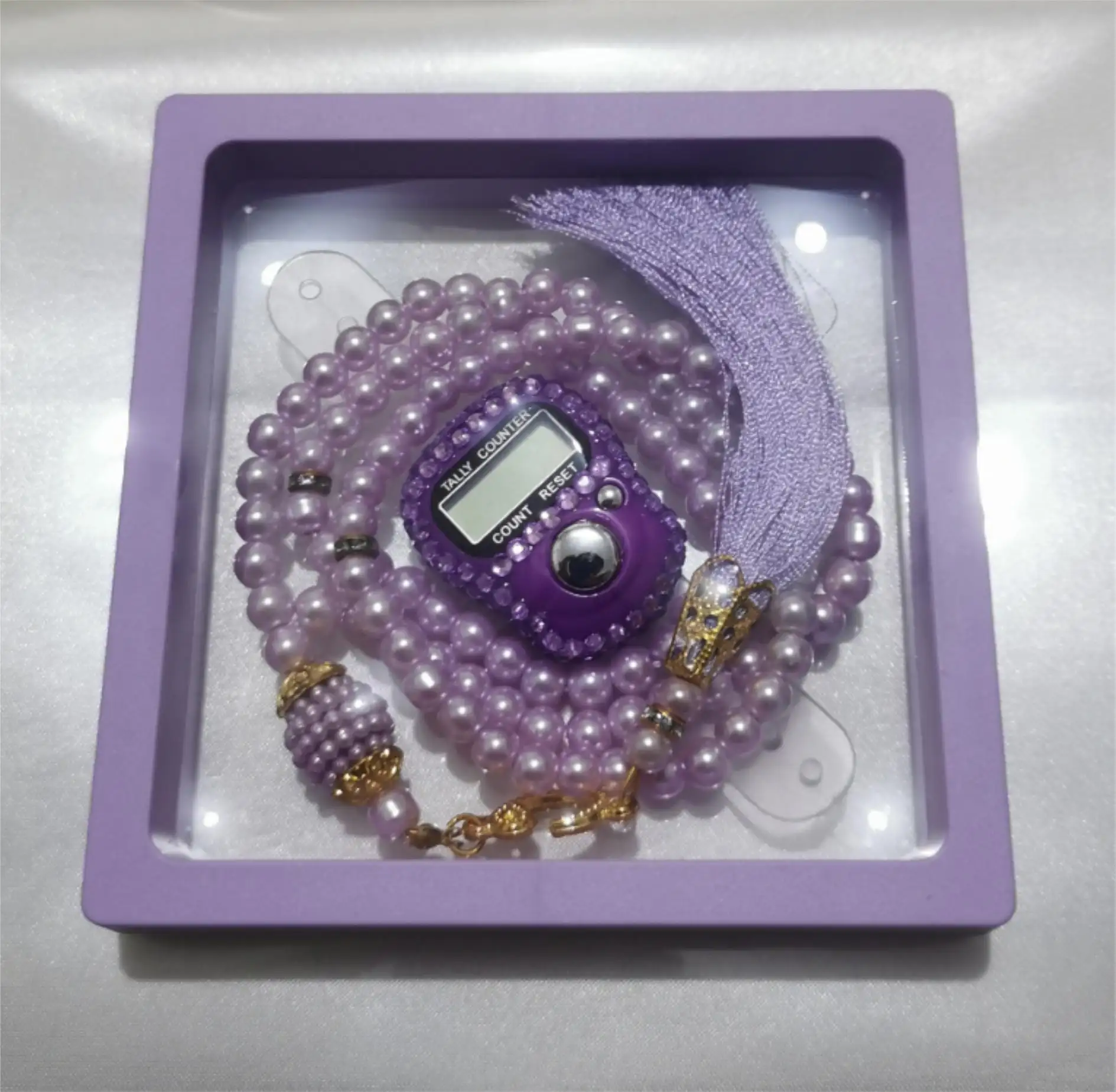 Perles de verre religieuses perles d'inquiétude compteur numérique des doigts avec boîte chapelet de prière Tasbih Islamique pour cadeau de mariage Eid