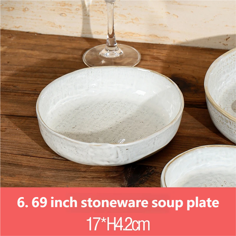 6.Assiette creuse en grès de 69 pouces