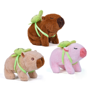 Sevimli yatıştırıcı doldurulmuş oyuncak Felting Diy kiti Kapibala sıcak satış peluş bebek elektrikli yürüyüş ses dans 2025 sırt çantası ile - Product Image 1