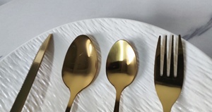 高档场合用豪华四件套陶瓷不锈钢长柄餐具 - Product Image 4
