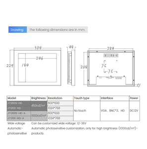 Monitores LCD retroiluminados LED legibles con luz solar de 12 \ "y 12,1 pulgadas Pantalla de monitoreo de seguridad multifunción Montado en la pared BNC VGA Usado - Product Image 5
