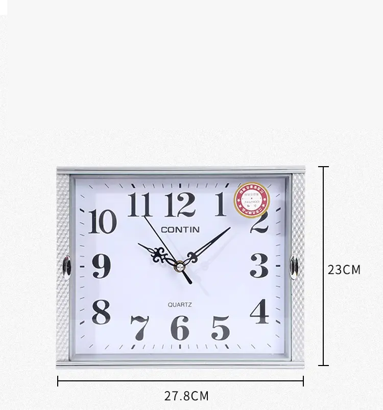 นาฬิกาตกแต่งสี่เหลี่ยมตัวเลขอาหรับแบบเงียบสำหรับห้องนั่งเล่นห้องนอนห้องครัวสำนักงาน