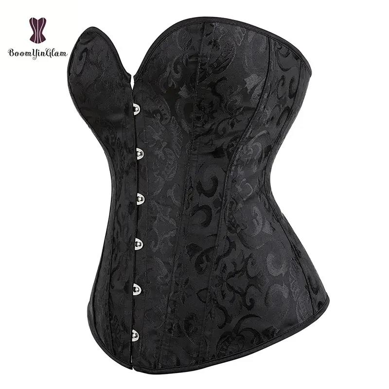 Preto Mulheres Sexy Gothic Lace Up Desossado Bustier Corset Overbust Cintura Instrutor