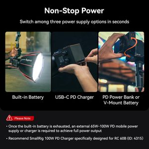 Small Rig RC 60B COB Video <strong>Light</strong> with Built-in 3400mAh Battery &amp; Type-C PD Fast Charging, Handheld Bicolor LED Video <strong>Light</strong> - Product Image 3