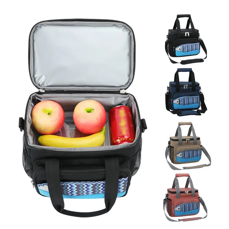 Borse per il pranzo con Logo personalizzato pacchetto di ghiaccio con isolamento termico in Nylon EVA 600D per borse Bento per ufficio scolastico borse termiche morbide per scatola da Picnic