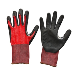 Iyi kullanım kırmızı ANSI A4 C kesim seviyesi HPPE Sandy nitril Palm kaplı Anti-Cut iş güvenliği eldiveni el ve kol koruma için - Product Image 2
