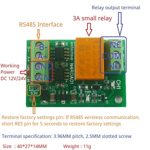 1-2CH DC 12V 24V Micro tamaño 3A RS422 RS485 placa de relé PC UART Módulo de interruptor de puerto serie MODBUS RTU módulo de salida Digital - Product Image 2