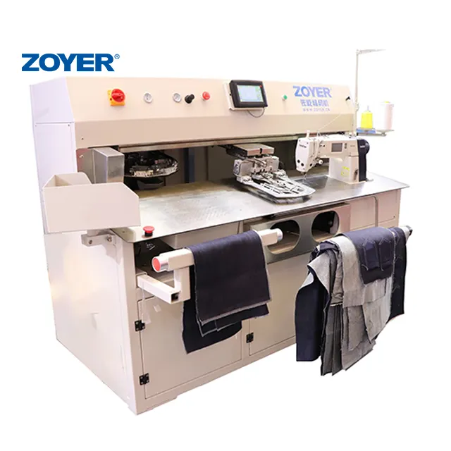 ZY9000TDB Zoyer عالية الإنتاجية كامل التلقائي المحوسبة جيب ربط ماكينة خياطة لالجينز