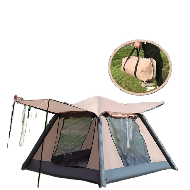חיצונית עמיד למים חיצונית התקנה מהירה מוט אוהלים המשפחה אוטומטית קמפינג מתנפחים אוהל מוקפץ עם מיטה