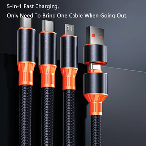 Çift USB2 3A hızlı şarj naylon örgülü 100W 5 + 1 C tipi mobil telefon veri kablosu 5A hızlı şarj ile 3 cep telefonları için - Product Image 2